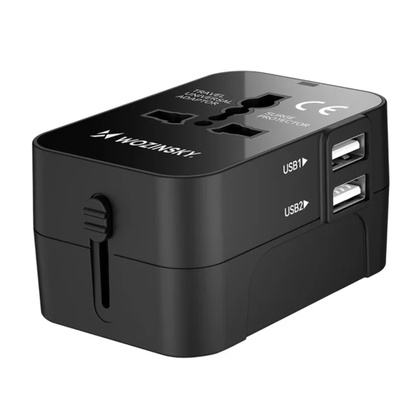 Wozinsky WUTWC travel adapter universal 24W EU / US / AUS / UK / 2x USB-A - blackeng
