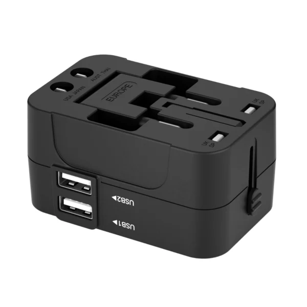 Wozinsky WUTWC travel adapter universal 24W EU / US / AUS / UK / 2x USB-A - blackeng