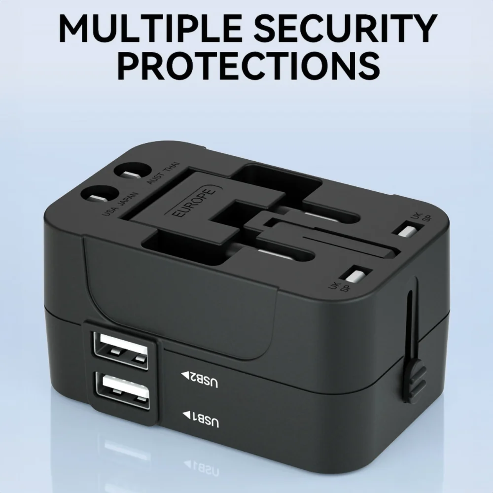 Wozinsky WUTWC travel adapter universal 24W EU / US / AUS / UK / 2x USB-A - blackeng