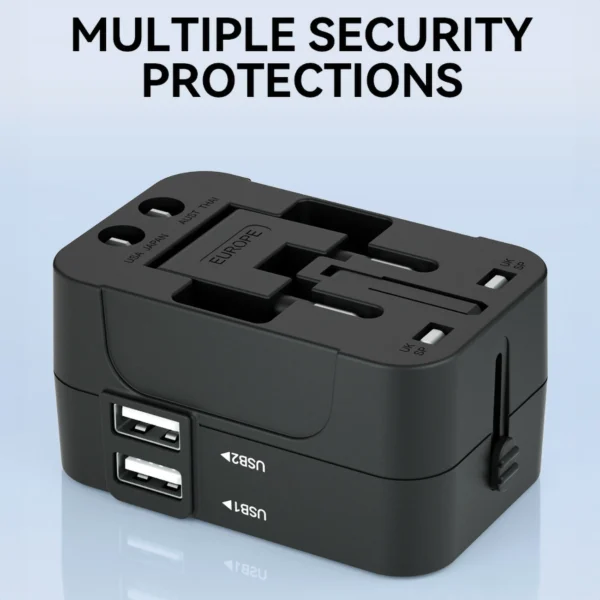 Wozinsky WUTWC travel adapter universal 24W EU / US / AUS / UK / 2x USB-A - blackeng