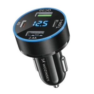 Wozinsky WDCCB Car Charger with Display 50W 2xUSB-C / 2xUSB-A - Blackeng