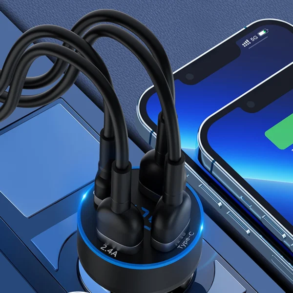 Wozinsky WDCCB Car Charger with Display 50W 2xUSB-C / 2xUSB-A - Blackeng