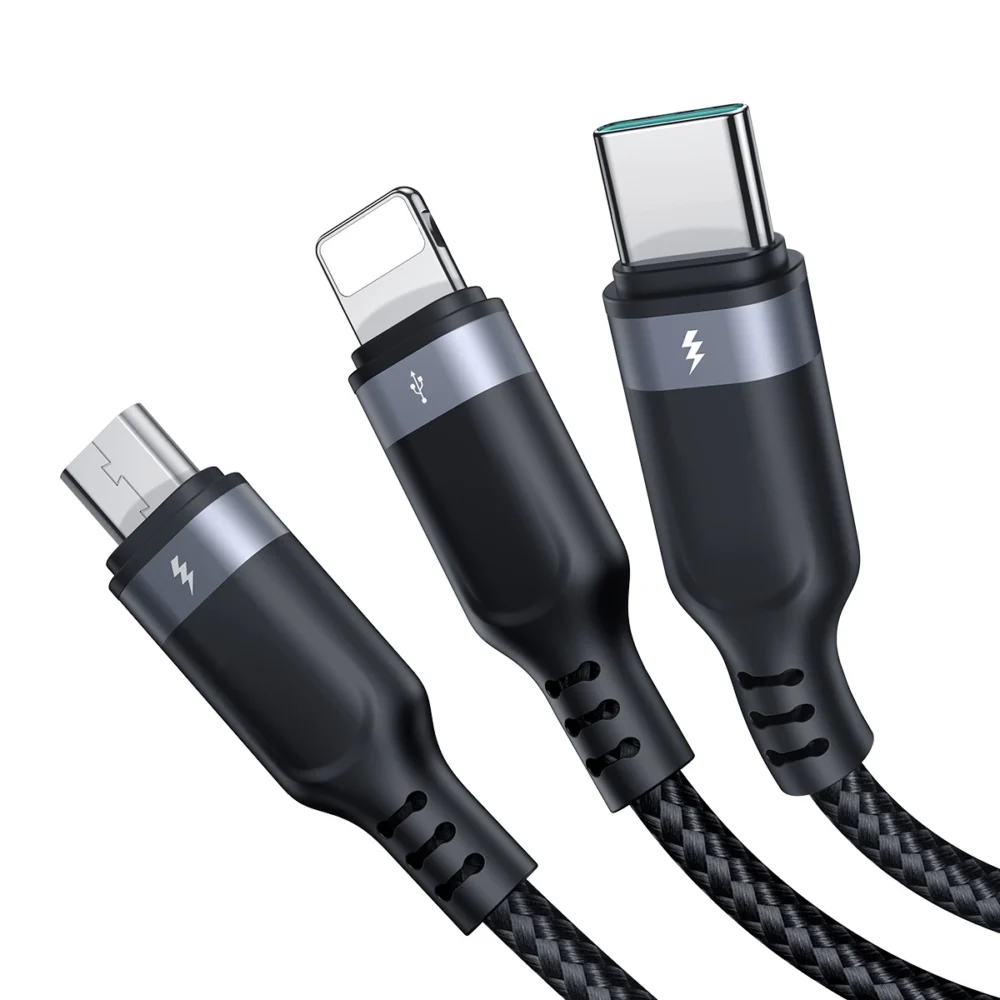 Joyroom Multi-Use Series S-A18 3in1 USB-A - Lightning / USB-C / micro USB cable 1.2m - blackeng