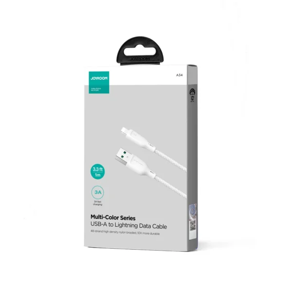 Joyroom Multi-Color Series S-A34 USB-A / Lightning 3A cable 1m - whiteeng