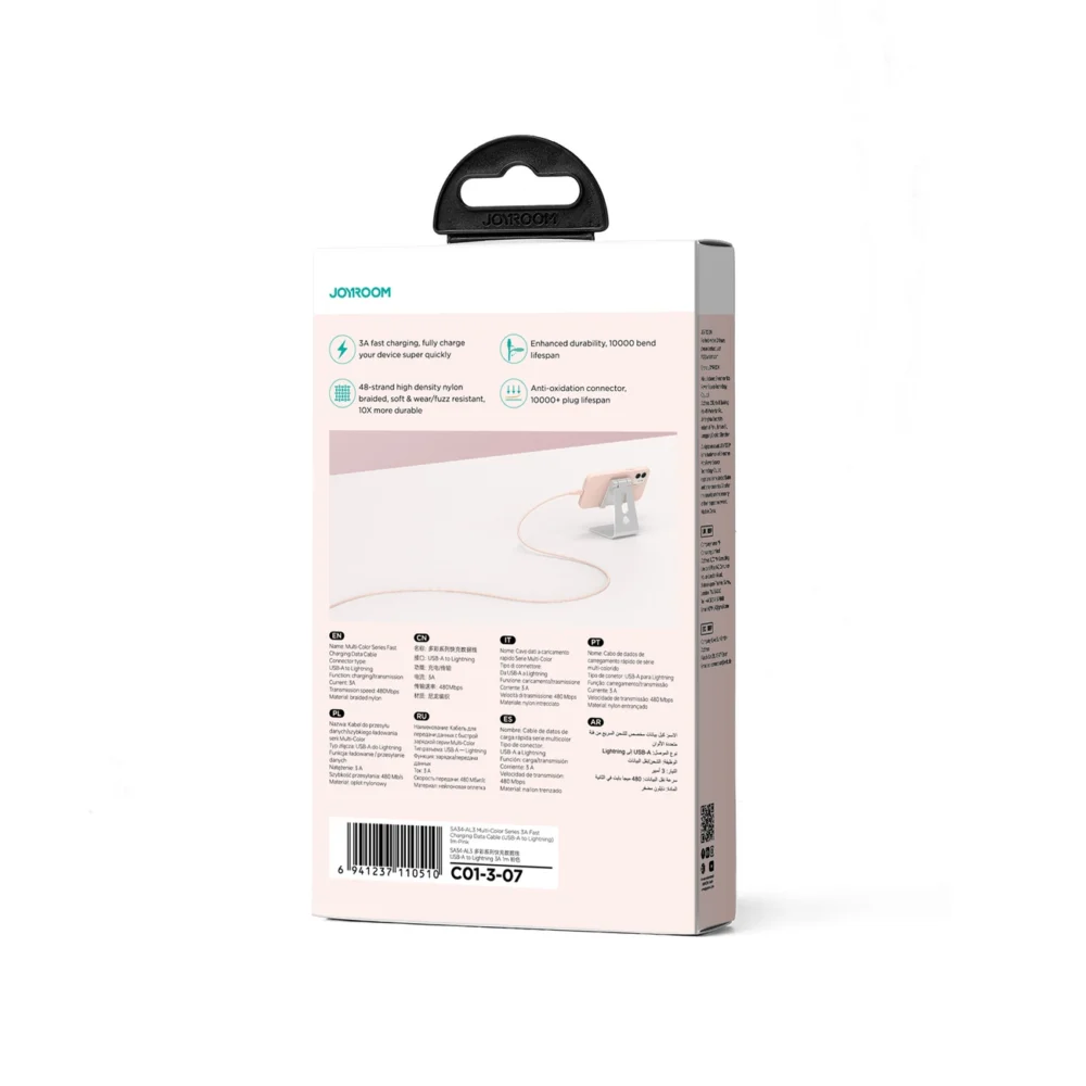 Joyroom Multi-Color Series S-A34 USB-A / Lightning 3A cable 1m - pinkeng