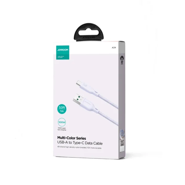 Joyroom Multi-Color Series S-A34 USB-A / USB-C 100W Cable 1m - Purpleeng