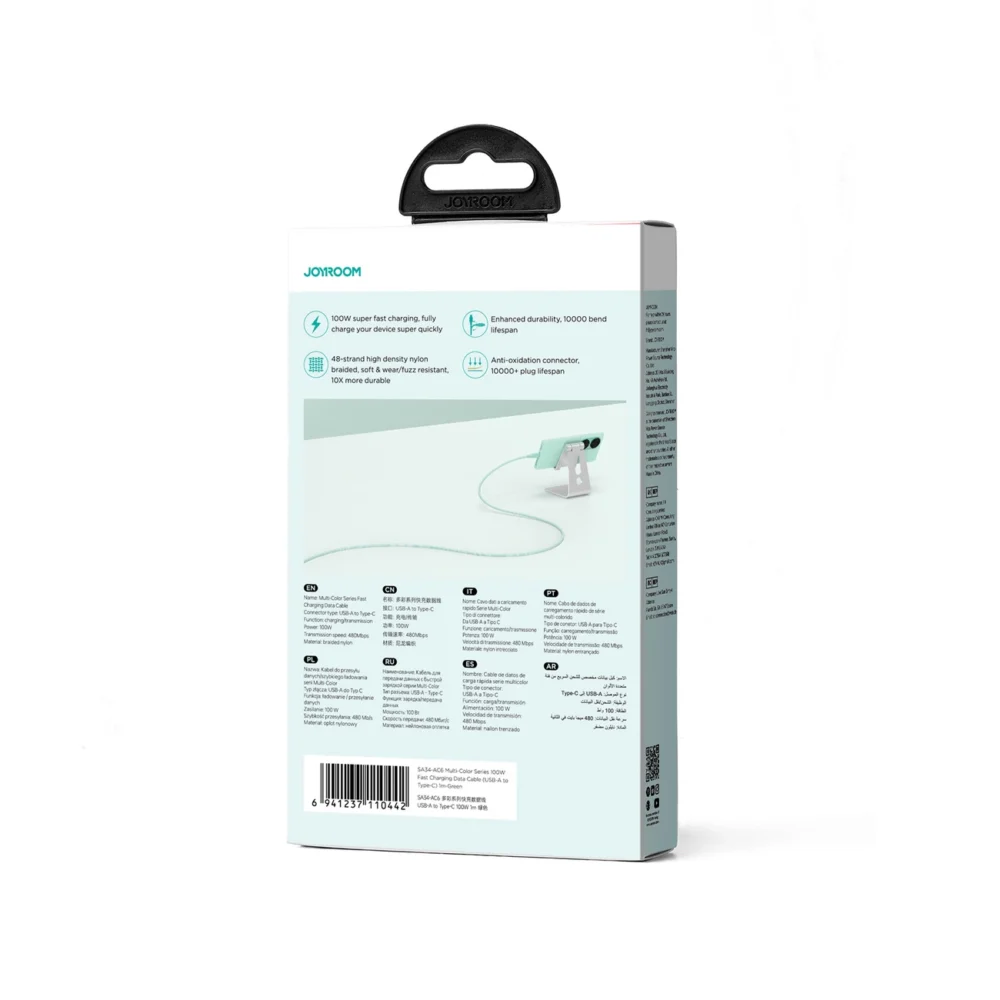 Joyroom Multi-Color Series S-A34 USB-A / USB-C cable 100W 1m - greeneng