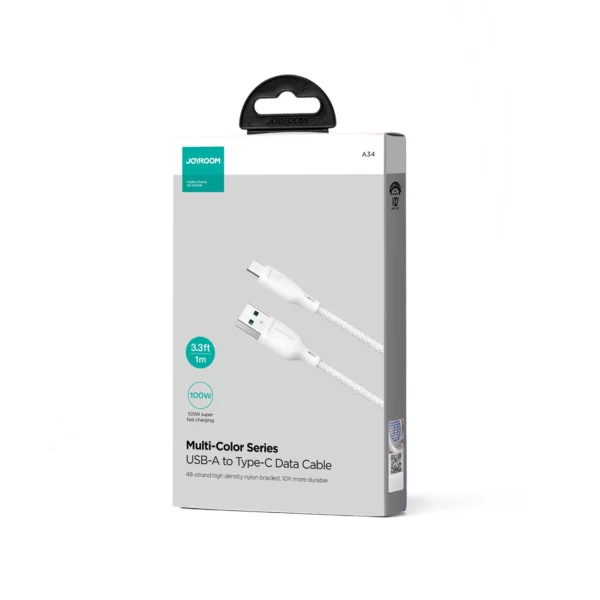 Joyroom Multi-Color Series S-A34 USB-A / USB-C 100W Cable 1m - Whiteeng