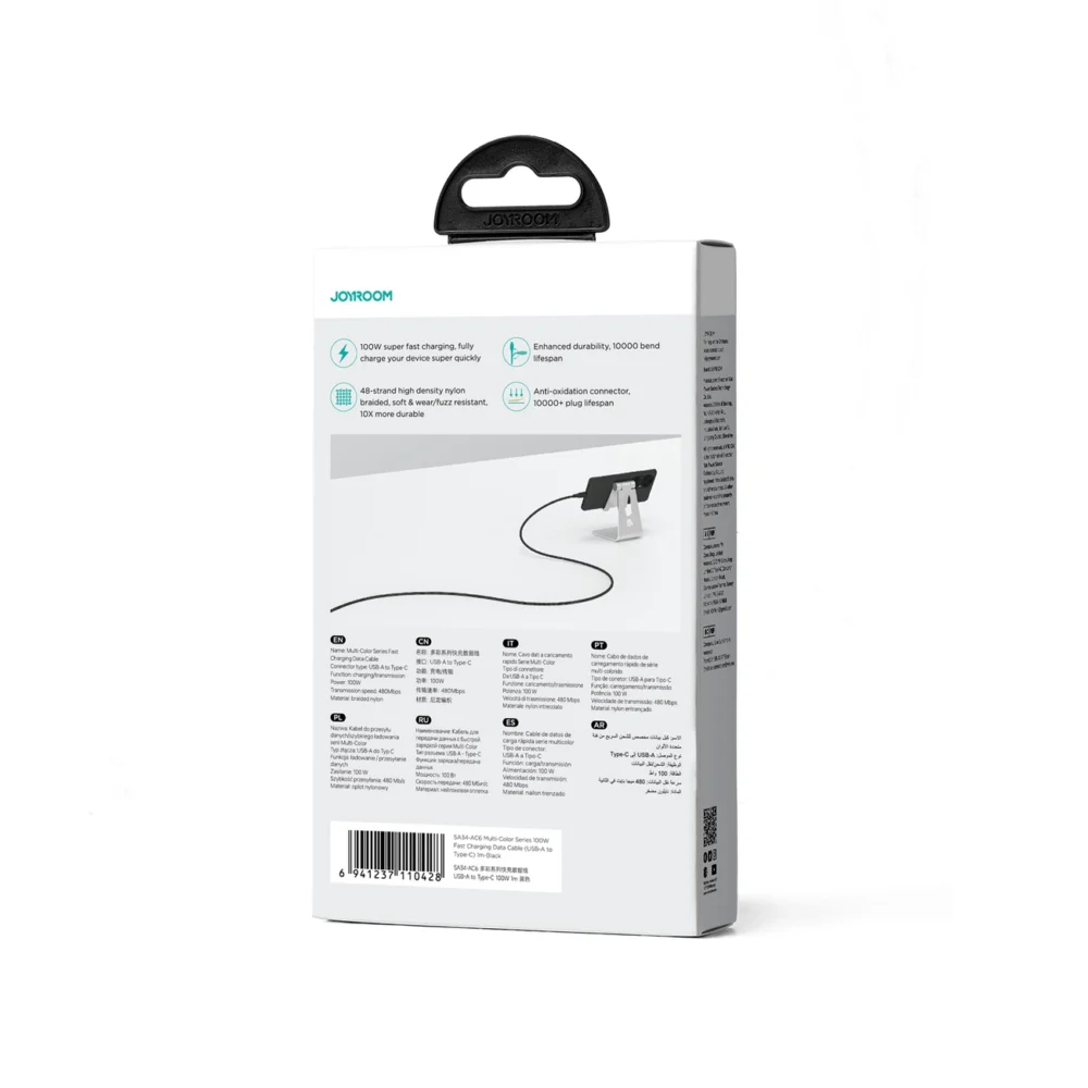 Joyroom Multi-Color Series S-A34 USB-A / USB-C cable 100W 1m - blackeng