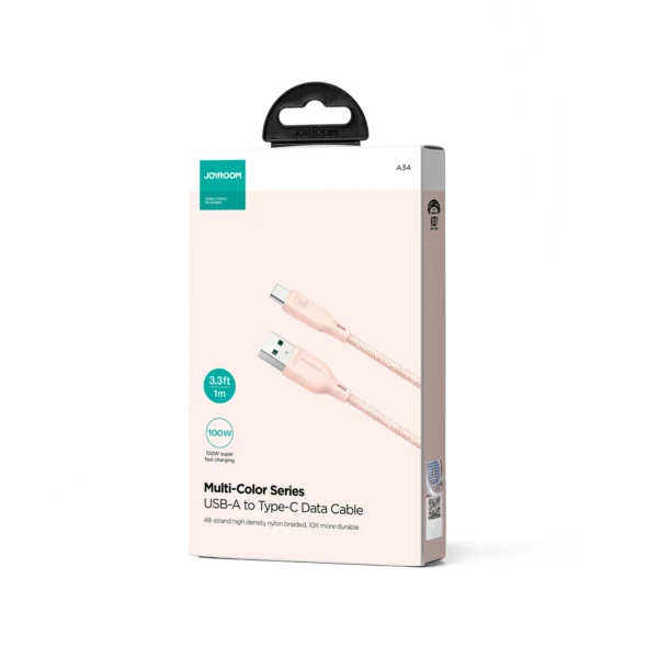 Joyroom Multi-Color Series S-A34 USB-A / USB-C Cable 100W 1m - Pinkeng