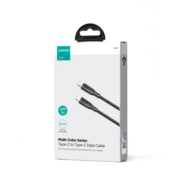 Joyroom Multi-Color Series S-A34 USB-C / USB-C PD 60W cable 1m - blackeng