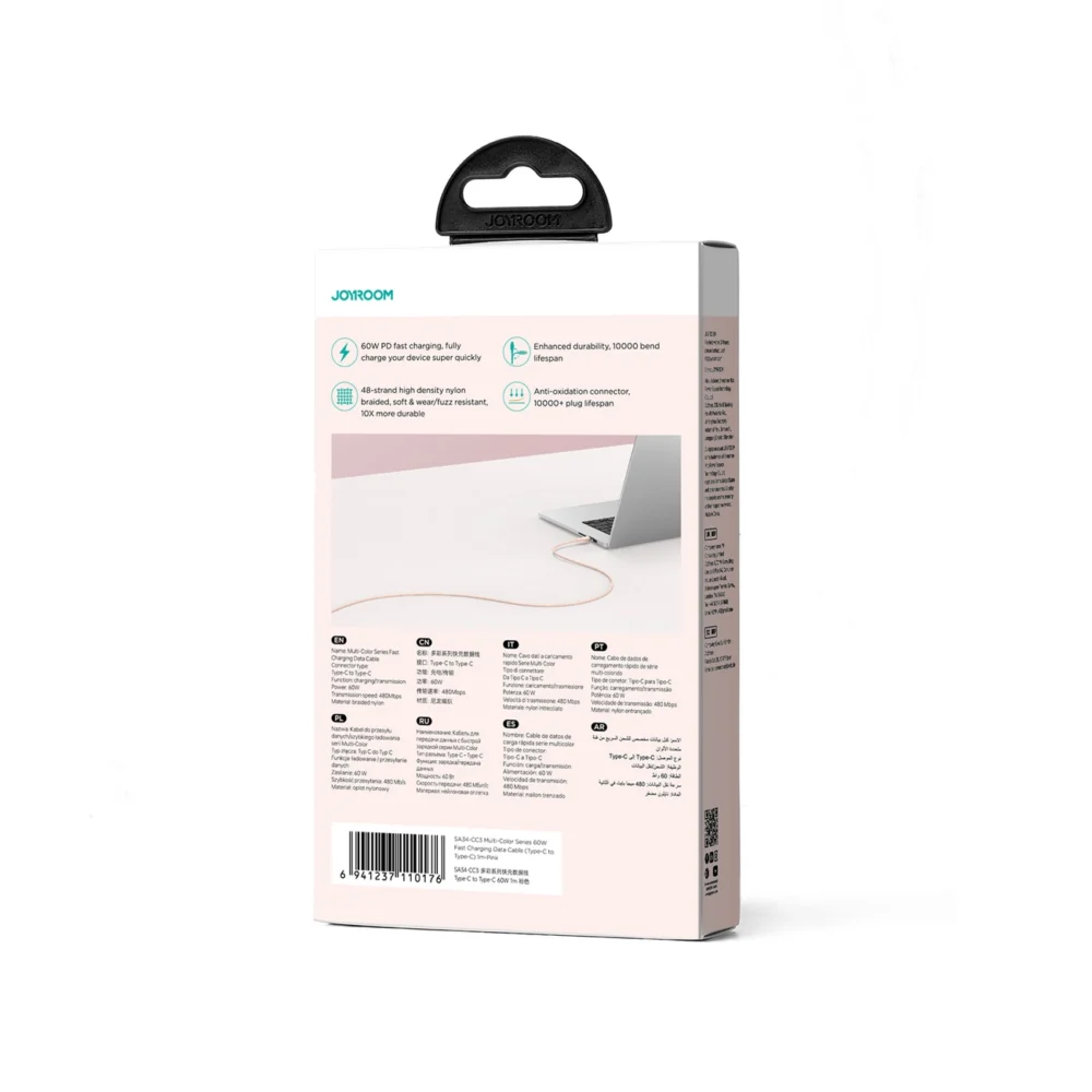 Joyroom Multi-Color Series S-A34 USB-C / USB-C PD 60W 1m Cable - Pinkeng