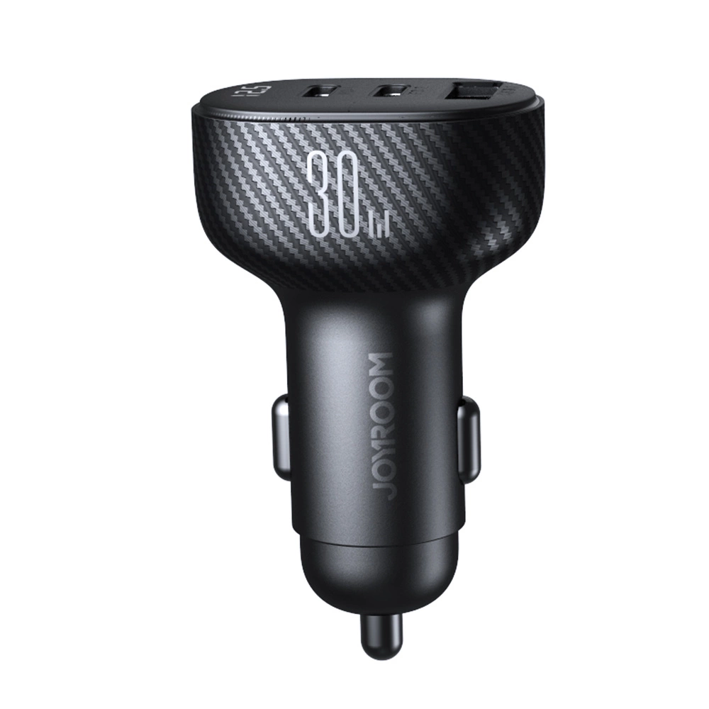 Joyroom JR-CCD04 30W 2x USB-C USB-A car charger with display - blackeng
