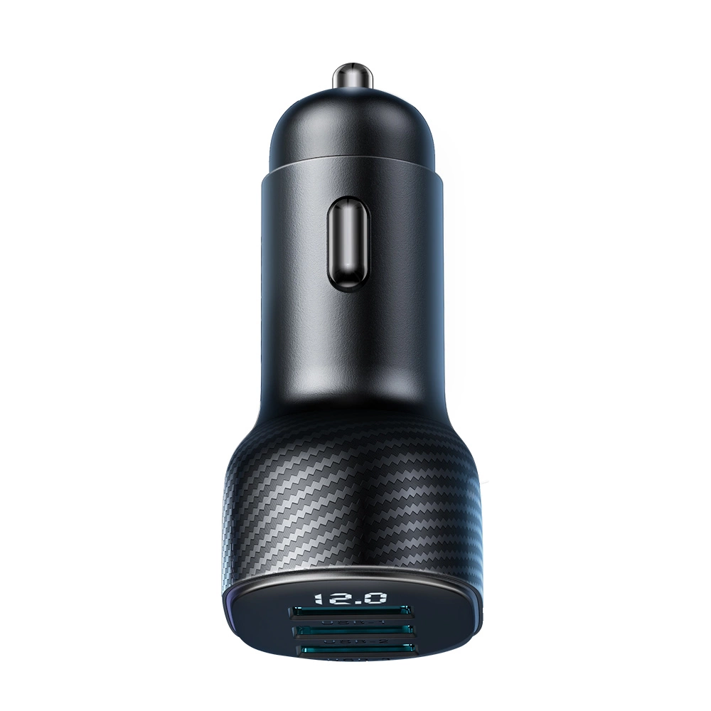 Joyroom JR-CCD03 3.4A car charger with 3x USB-A display - blackeng
