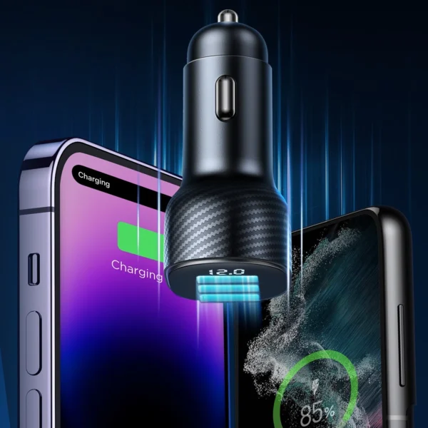Joyroom JR-CCD03 3.4A car charger with 3x USB-A display - blackeng