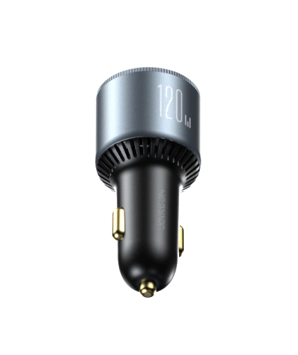 Joyroom JR-CCN07 car charger 120W 2xUSB-C USB-A + USB-C cable 100W - dark grayeng