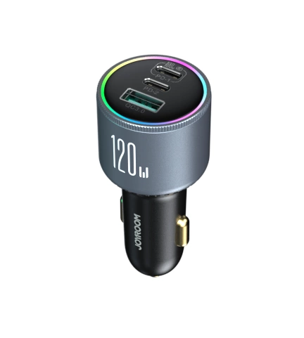Joyroom JR-CCN07 car charger 120W 2xUSB-C USB-A + USB-C cable 100W - dark grayeng