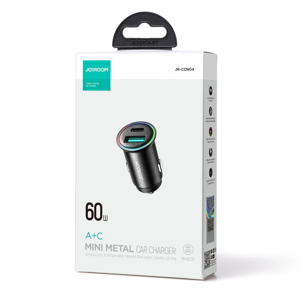 Joyroom JR-CCN04 60W USB-A USB-C mini charger - blackeng