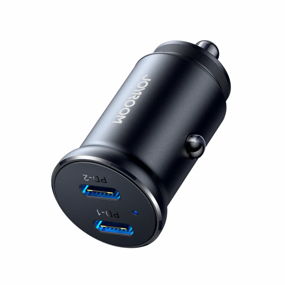 Joyroom JR-CCN06 30W 2x USB-C mini car charger metal - blackeng