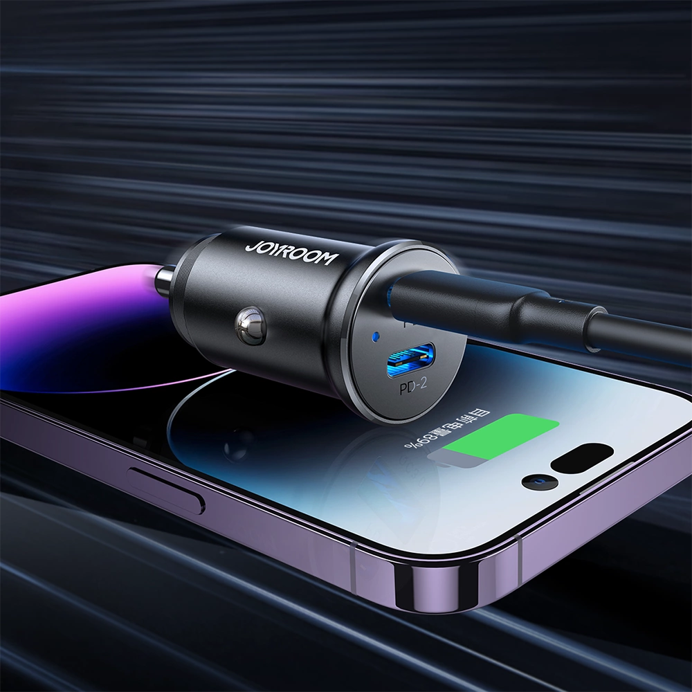 Joyroom JR-CCN06 30W 2x USB-C mini car charger metal - blackeng