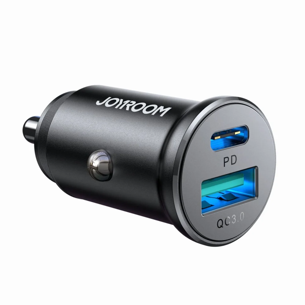 Joyroom JR-CCN05 30W USB-A USB-C mini car charger - blackeng