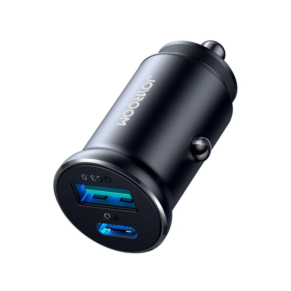 Joyroom JR-CCN05 30W USB-A USB-C mini car charger - blackeng
