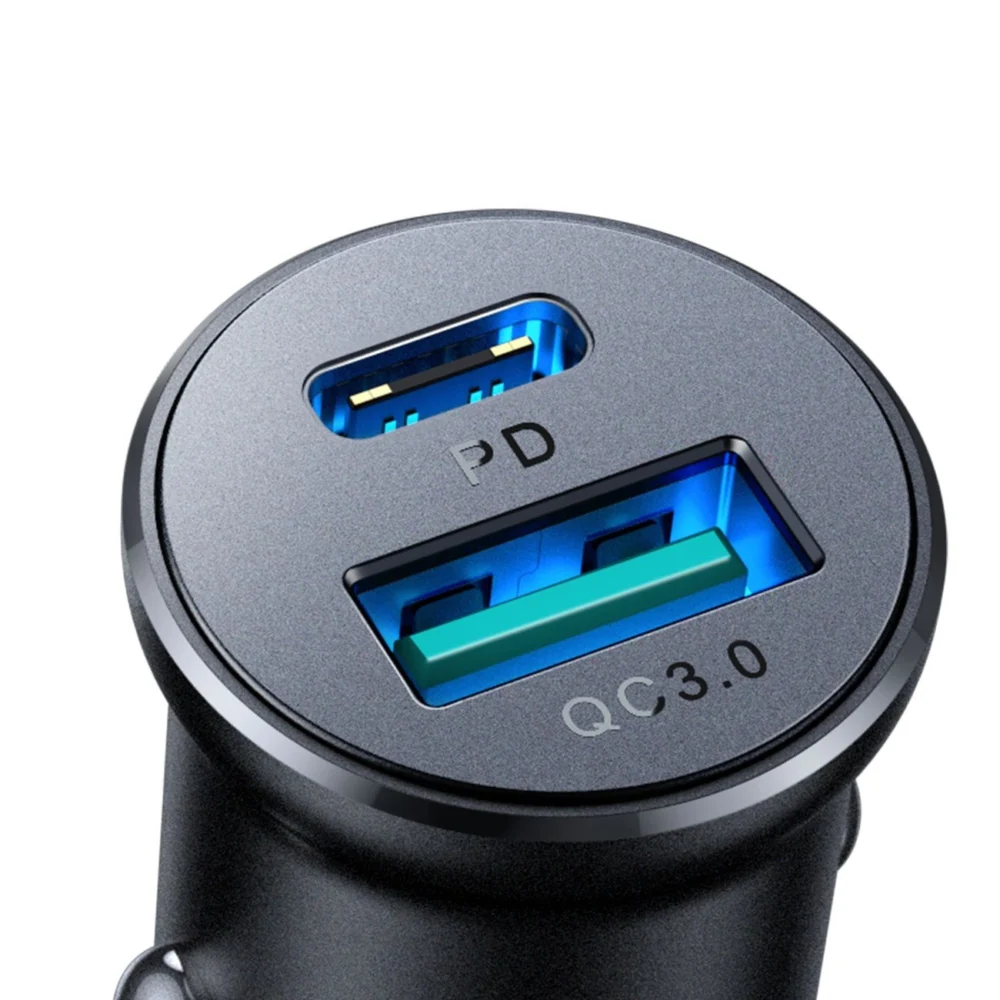Joyroom JR-CCN05 30W USB-A USB-C mini car charger - blackeng