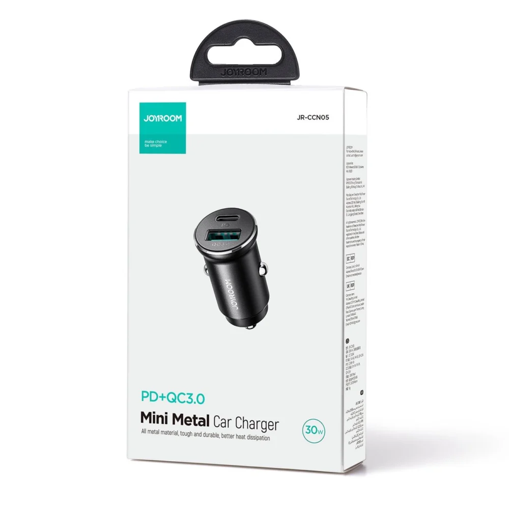 Joyroom JR-CCN05 30W USB-A USB-C mini car charger - blackeng