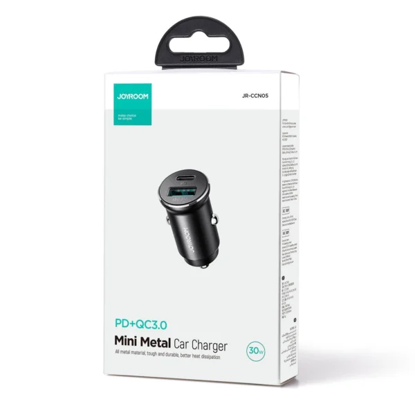 Joyroom JR-CCN05 30W USB-A USB-C mini car charger - blackeng