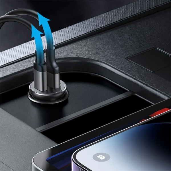 Joyroom JR-CCN05 30W USB-A USB-C mini car charger - blackeng