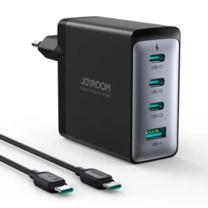 Joyroom JR-TCG04EU 100W GaN charger 3x USB-C USB-A + USB-C / USB-C cable 100W - blackeng