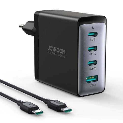 Joyroom JR-TCG04EU 100W GaN charger 3x USB-C USB-A + USB-C / USB-C cable 100W - blackeng