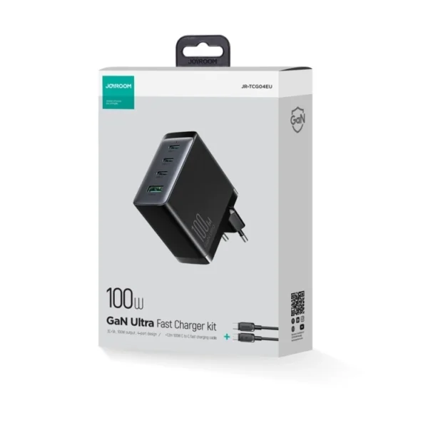 Joyroom JR-TCG04EU 100W GaN charger 3x USB-C USB-A + USB-C / USB-C cable 100W - blackeng