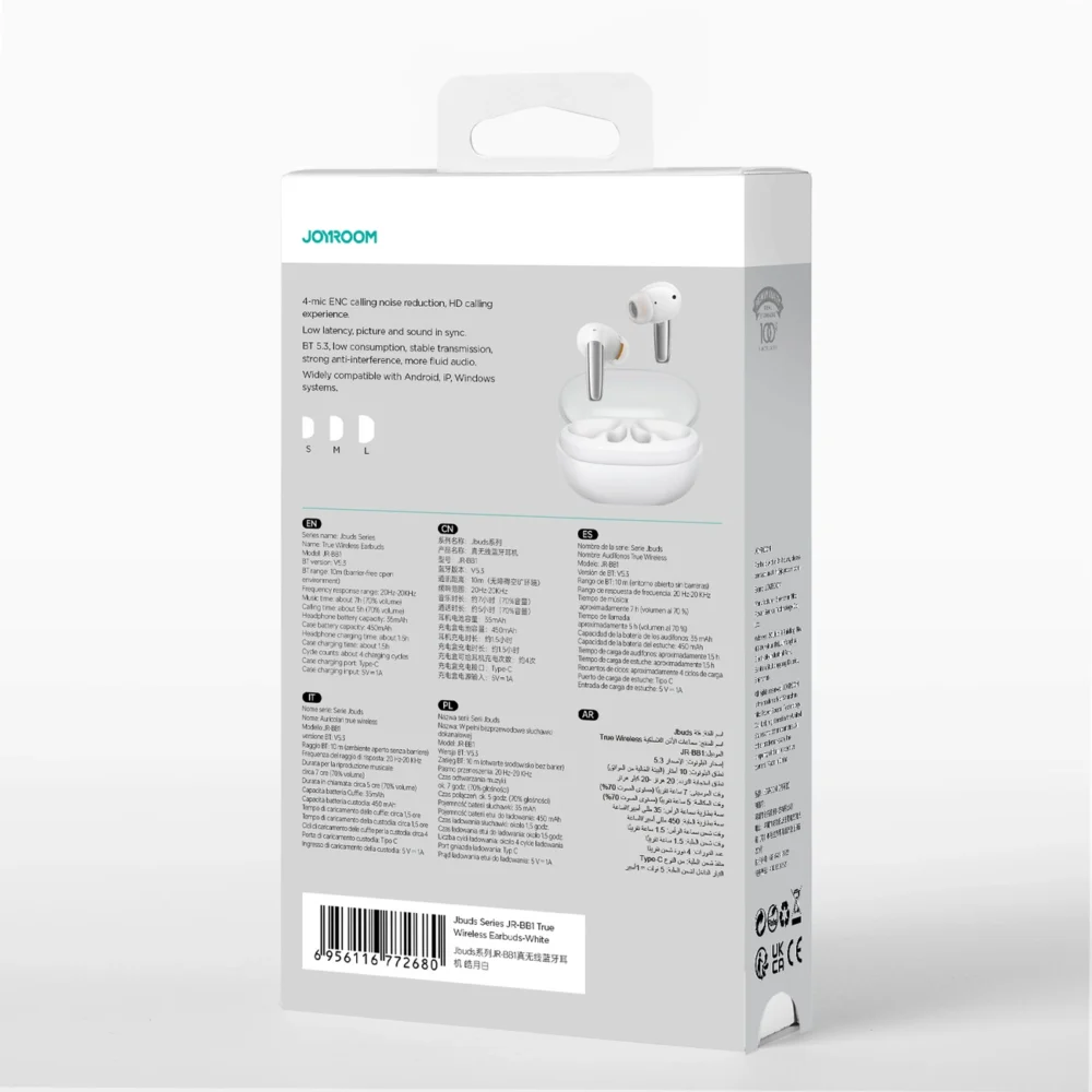 Joyroom Jbuds Series JR-BB1 TWS wireless in-ear headphones - whiteeng