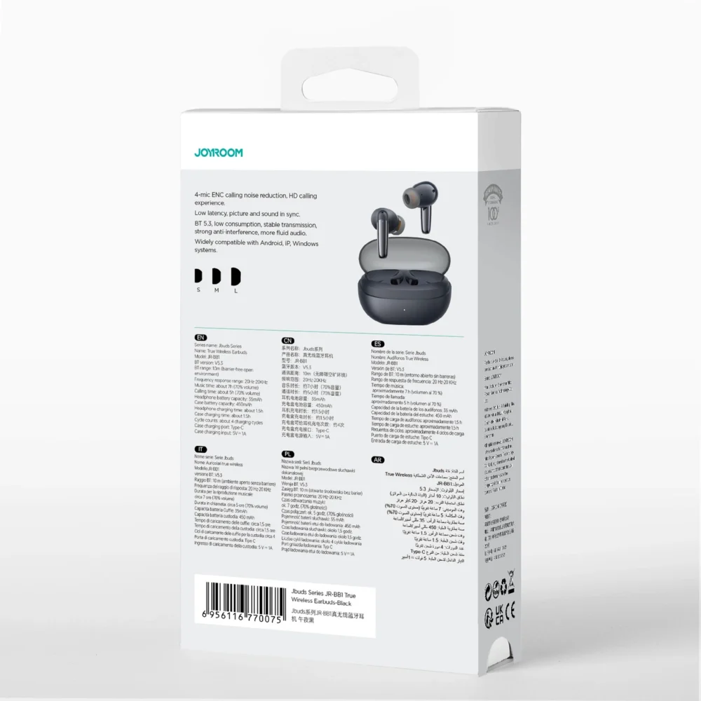 Joyroom Jbuds Series JR-BB1 TWS In-Ear Wireless Headphones - Blackeng