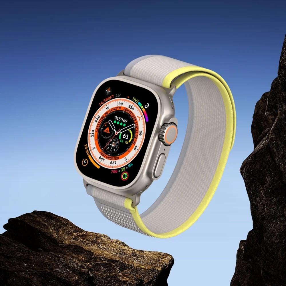 Sport Velcro Strap for Apple Watch 9 / 8 / 7 / 6 / SE / 5 / 4 / 3 / 2 / 1 (38, 40, 41 mm) Dux Ducis Strap YJ Version - yellow-beigeeng