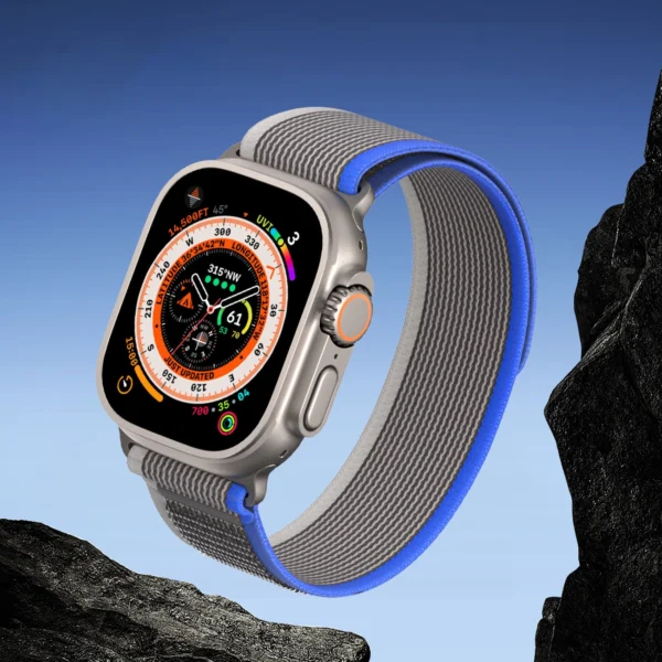 Sport Velcro Strap for Apple Watch 9 / 8 / 7 / 6 / SE / 5 / 4 / 3 / 2 / 1 (38, 40, 41 mm) Dux Ducis Strap YJ Version - Blue-Greyeng