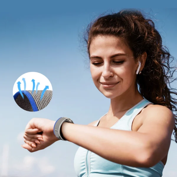 Sport Velcro Strap for Apple Watch 9 / 8 / 7 / 6 / SE / 5 / 4 / 3 / 2 / 1 (38, 40, 41 mm) Dux Ducis Strap YJ Version - Blue-Greyeng