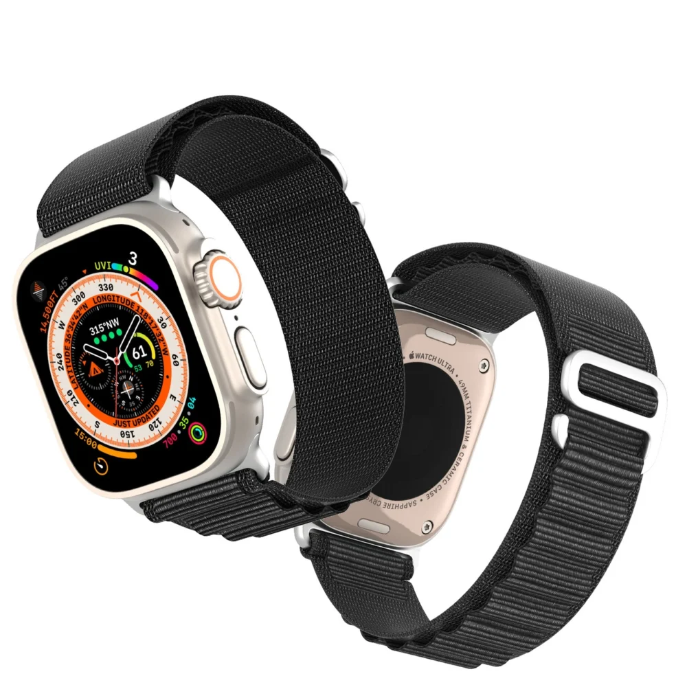 Sport Buckle Strap for Apple Watch Ultra / 9 / 8 / 7 / 6 / SE / 5 / 4 / 3 / 2 / 1 (42, 44, 45, 49 mm) Dux Ducis Strap GS Version - Blackeng