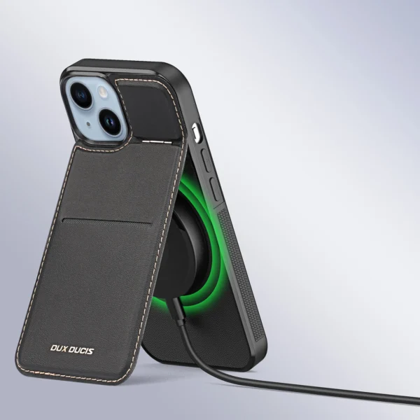 3in1 Wallet Case with Stand for iPhone 15 Plus MagSafe RFID Blocker Dux Ducis Rafi Mag - Blackeng