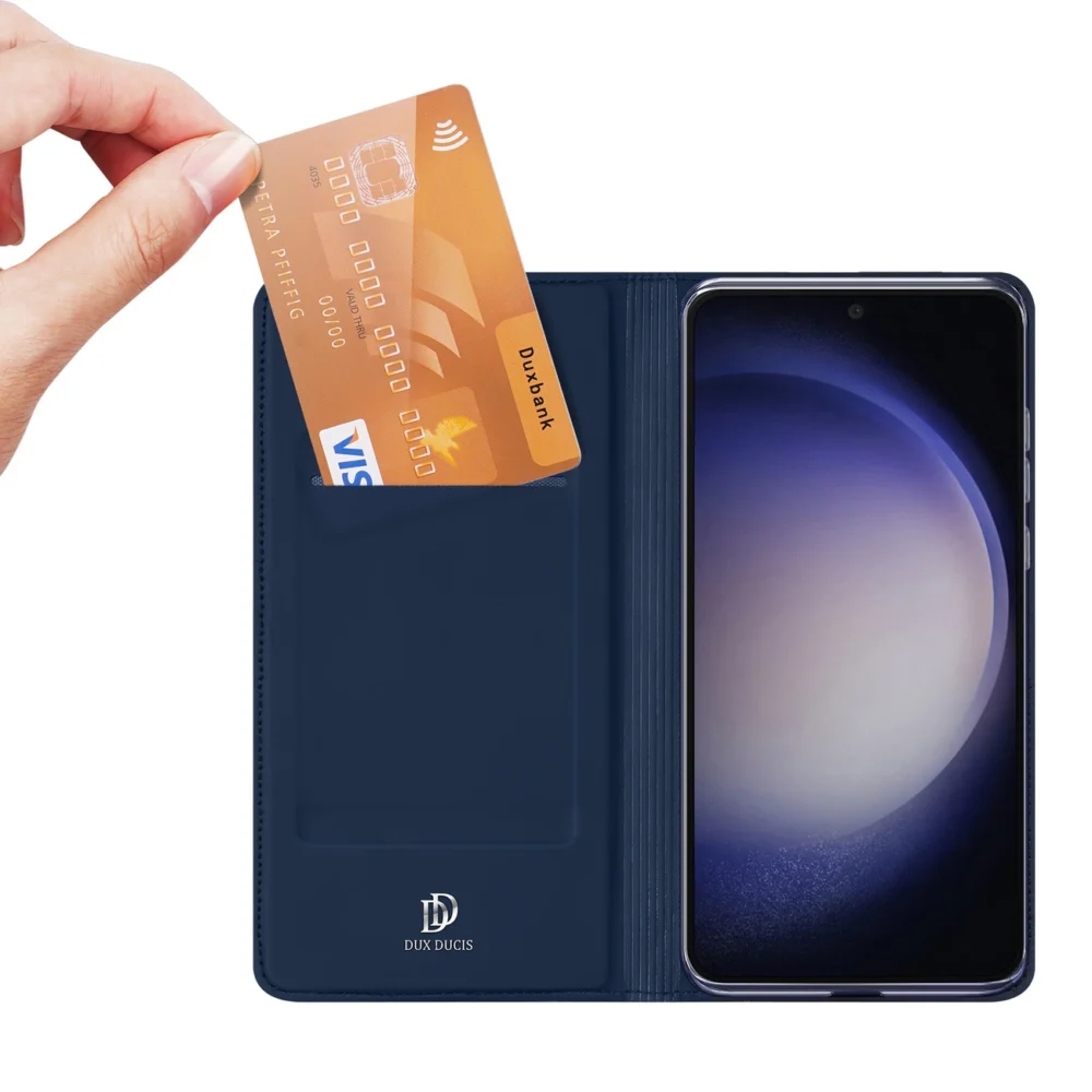 Wallet case with stand for Samsung Galaxy S23 FE Dux Ducis Skin Pro - blueeng
