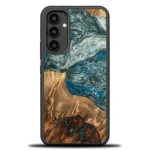 Wood and resin case for Samsung Galaxy A54 5G Bewood Unique Planet Earth - blue-greeneng
