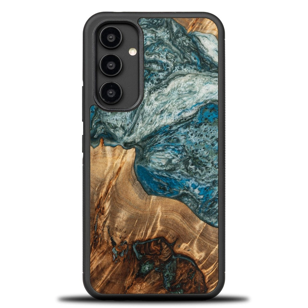 Wood and resin case for Samsung Galaxy A54 5G Bewood Unique Planet Earth - blue-greeneng
