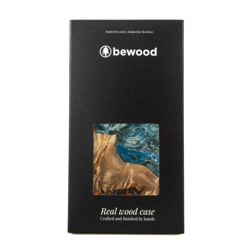 Wood and resin case for Samsung Galaxy A54 5G Bewood Unique Planet Earth - blue-greeneng