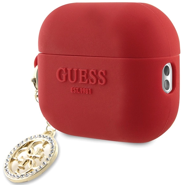 Guess GUAP23DSLGHDF AirPods Pro 2 cover red 3D Rubber 4G Diamond Charmeng