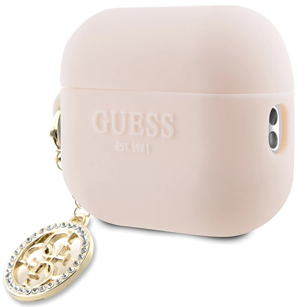 Guess GUAP23DSLGHDP AirPods Pro 2 cover pink/pink 3D Rubber 4G Diamond Charmeng