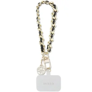 Guess GUOUCHSAMC4K Universal Hand Strap Case - Black Saffiano Chain 4G Charmeng