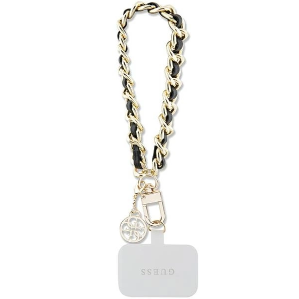 Guess GUOUCHSAMC4K Universal Hand Strap Case - Black Saffiano Chain 4G Charmeng