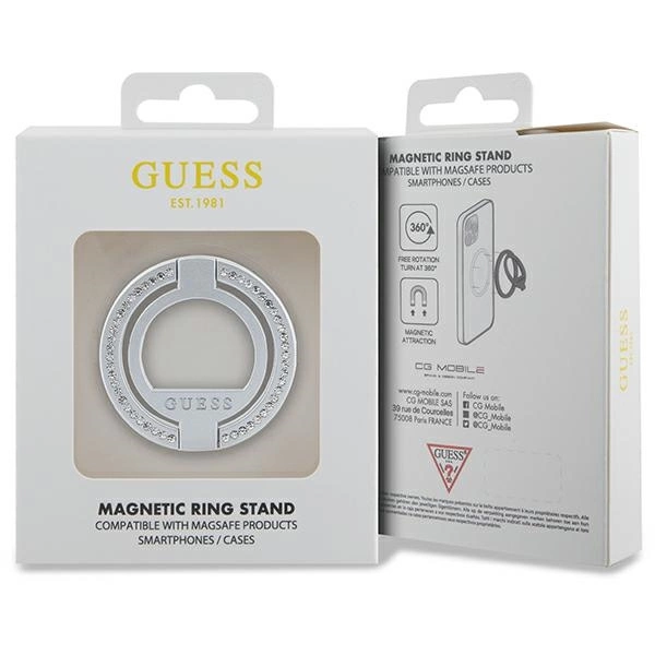 Guess MagSafe Ring Rhinestone holder - silvereng