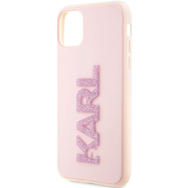 Karl Lagerfeld KLHCN613DMBKCP iPhone 11 / Xr 6.1" pink/pink hardcase 3D Rubber Glitter Logoeng